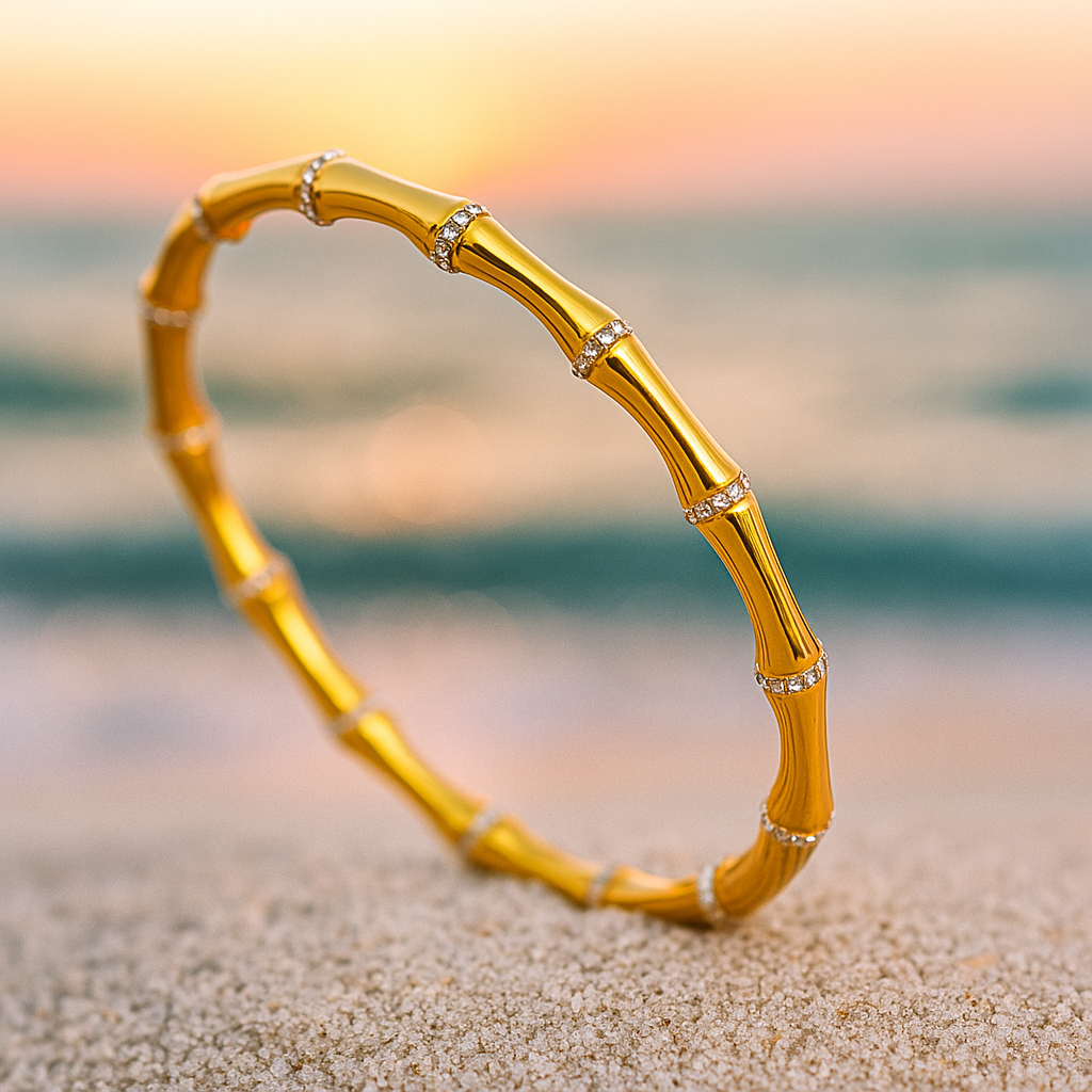 Emerald Whisper – 925 silver bangle inspired by bamboo