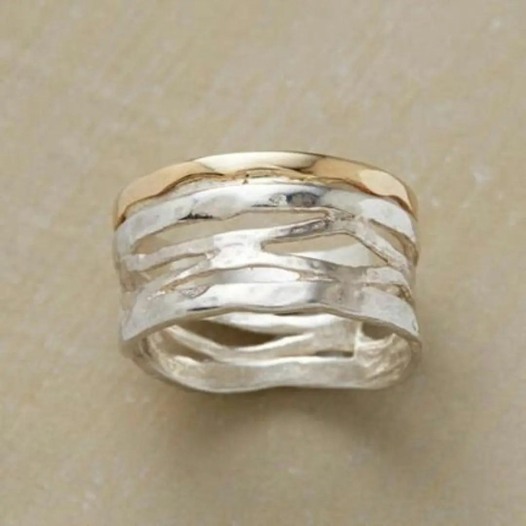 Antique Bronze & Sterling Hollow Band