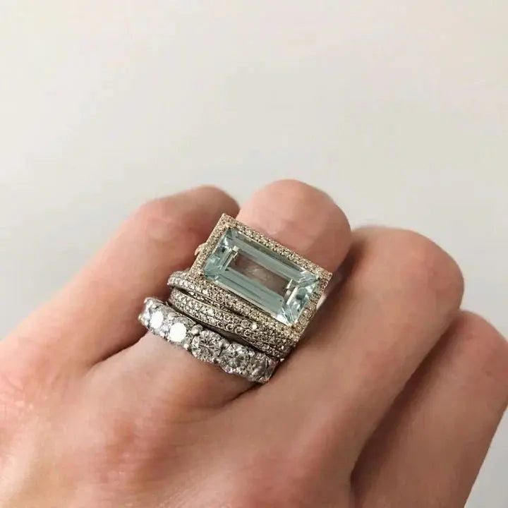 Antique turquoise crystal ring collection