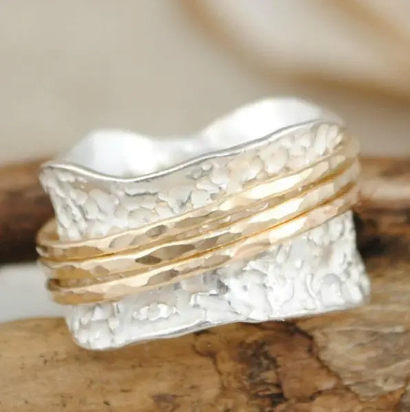 Retro Twirl Delicate Gold & Silver Band
