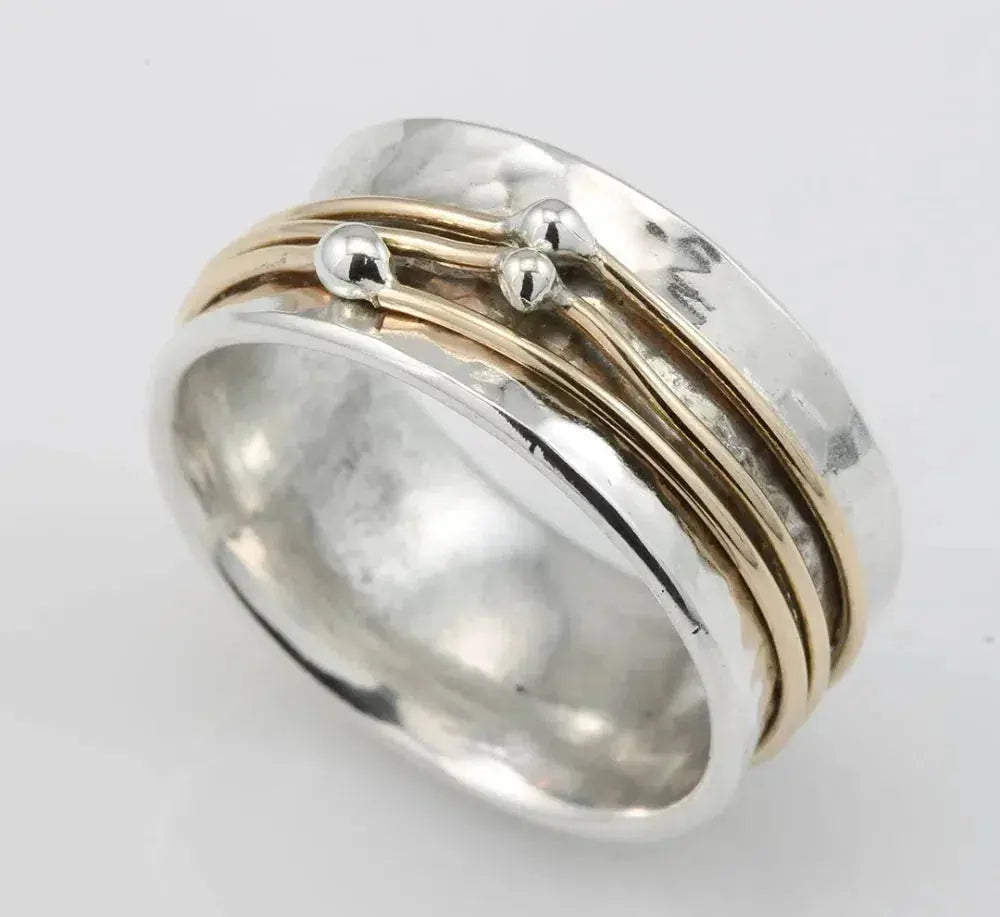 Antique silver stacked gold ring