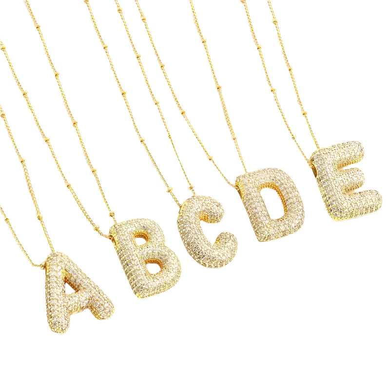Script letter monogram necklace | Rose Gold