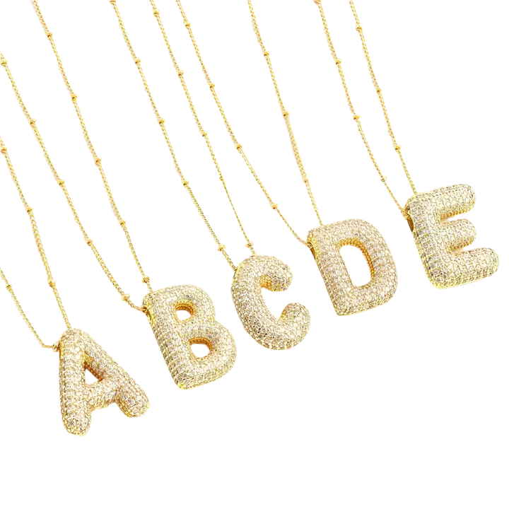 Script letter monogram necklace | Rose Gold