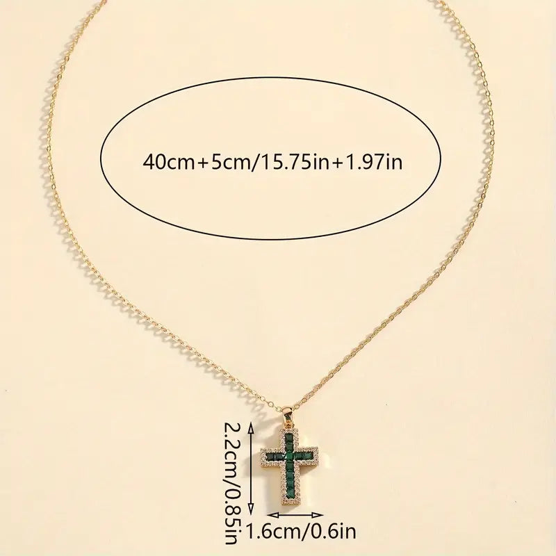 Celeste Sapphire Cross Pendant Necklace | Rose Gold