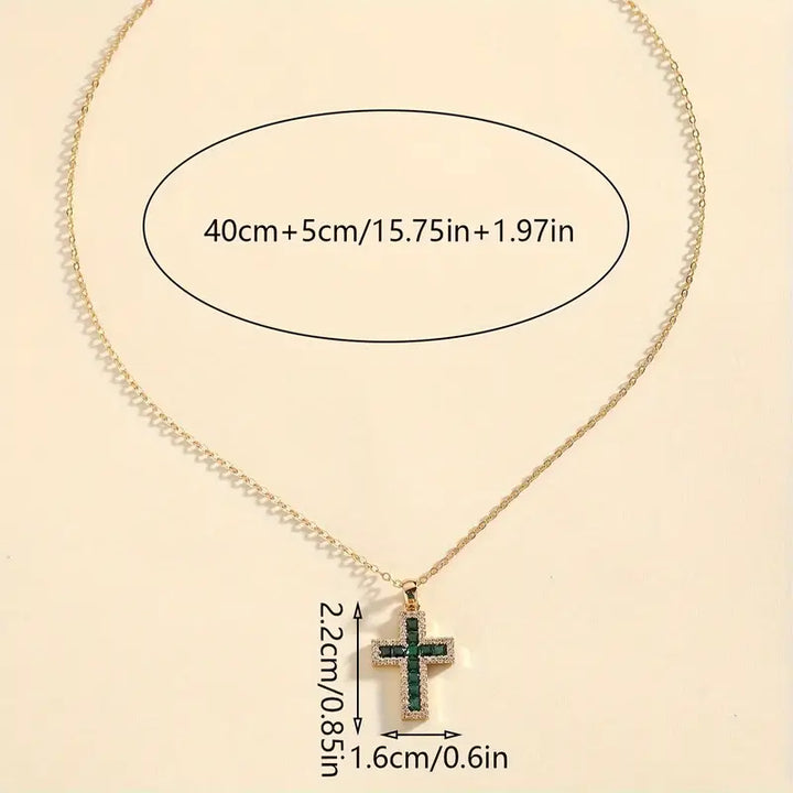 Celeste Sapphire Cross Pendant Necklace | Rose Gold