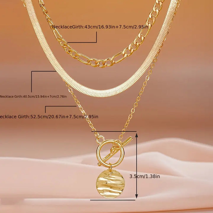 Elara Beaded Coin Layered Necklace | Gold