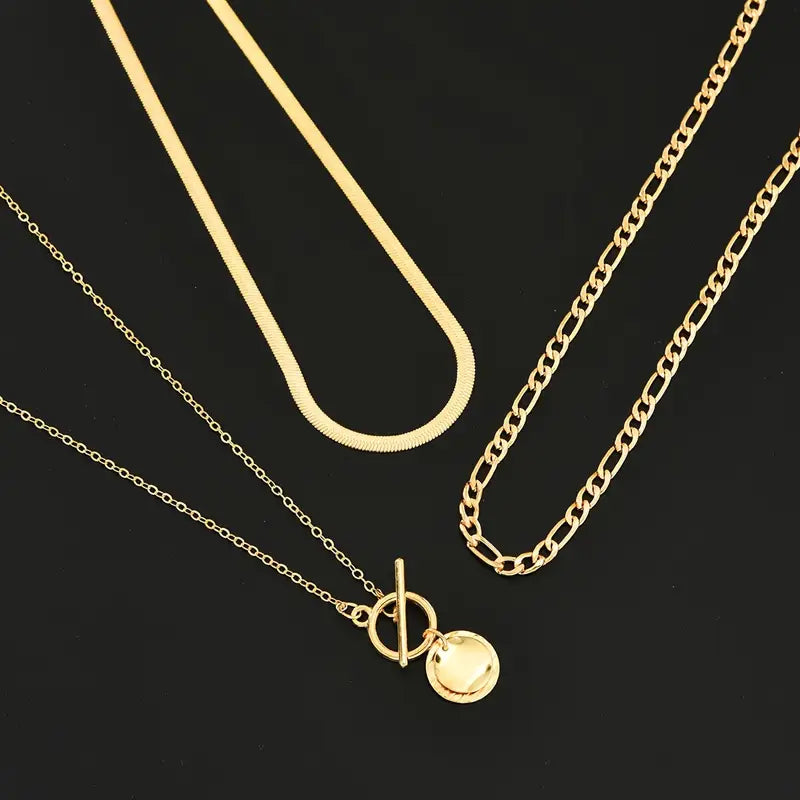 Elara Beaded Coin Layered Necklace | Gold