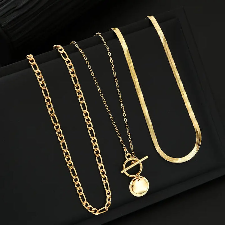 Elara Beaded Coin Layered Necklace | Gold