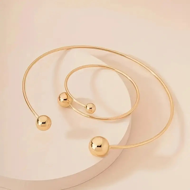Elegant Shine Collar & Cuff Bracelet Set | Silver