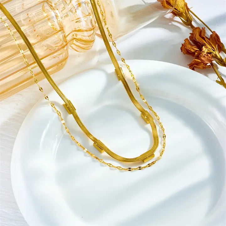 Elegance Duo Layer Vintage Necklace | Gold