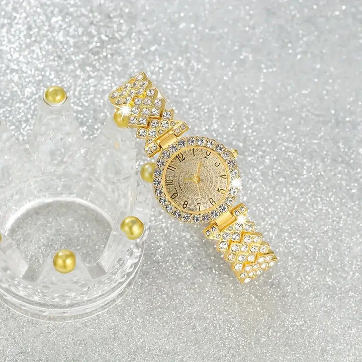 Opulent Glow Gold Timepiece & Bangle Set | Gold