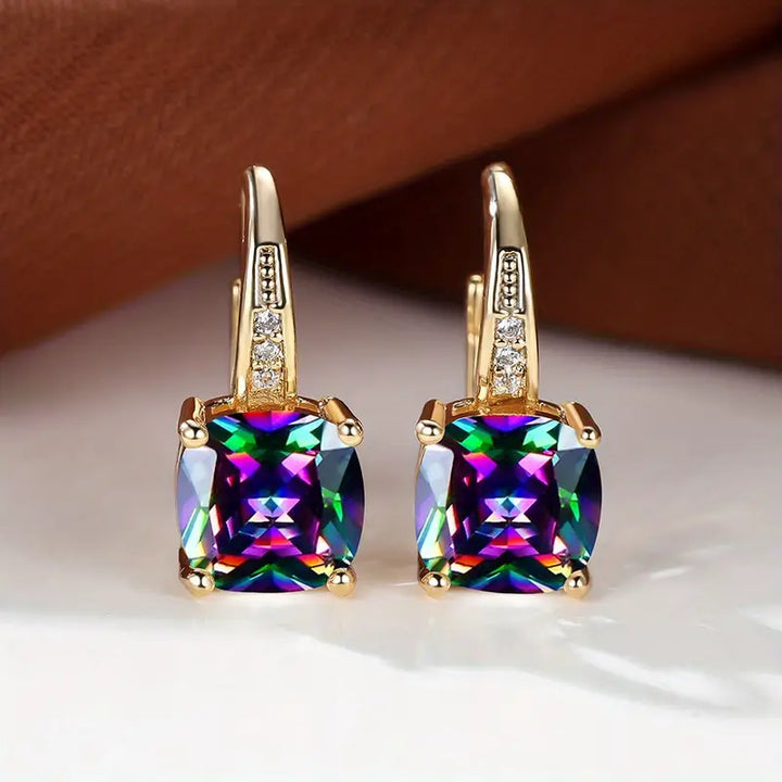 Enchanted Gemstone Hoop Earrings | Rose Gold
