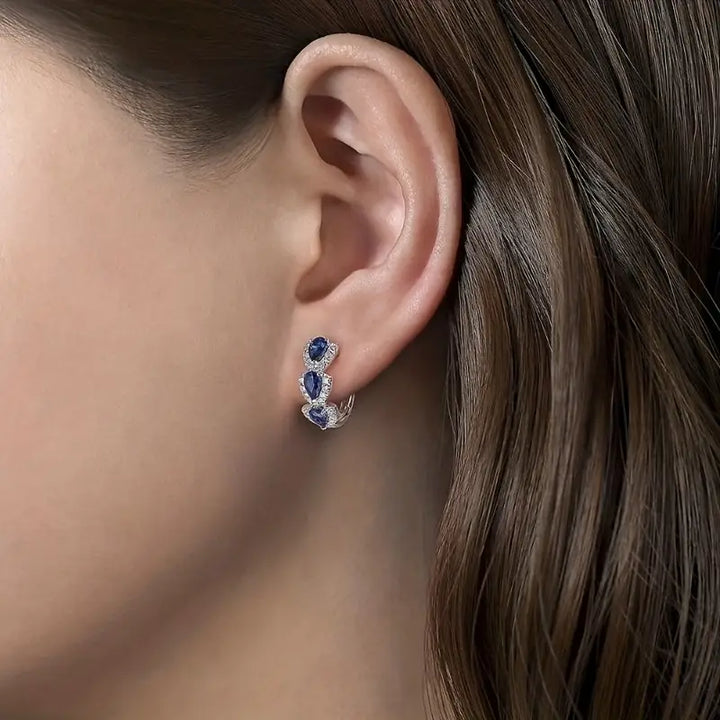 Majestic Emerald Shield Earrings | Platinum