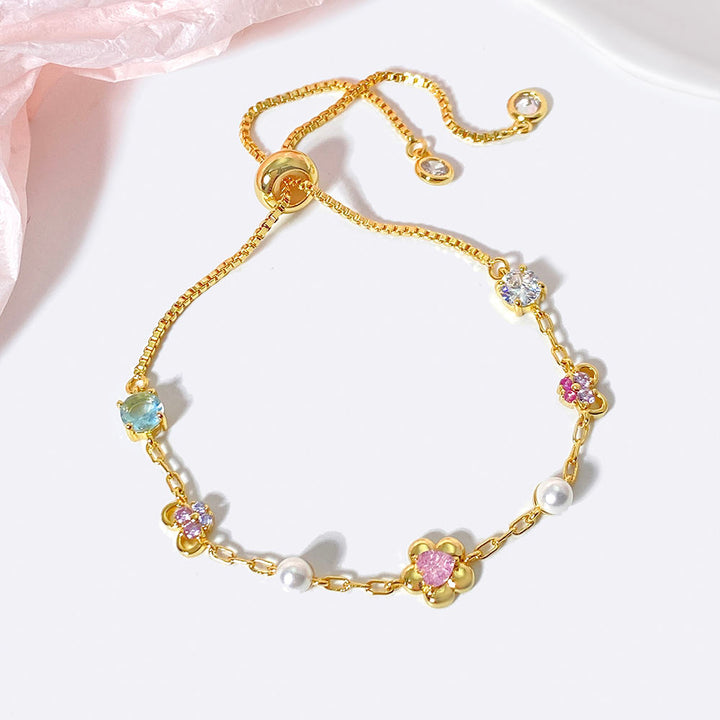 Gemstone Opal Pearl Link Bracelet