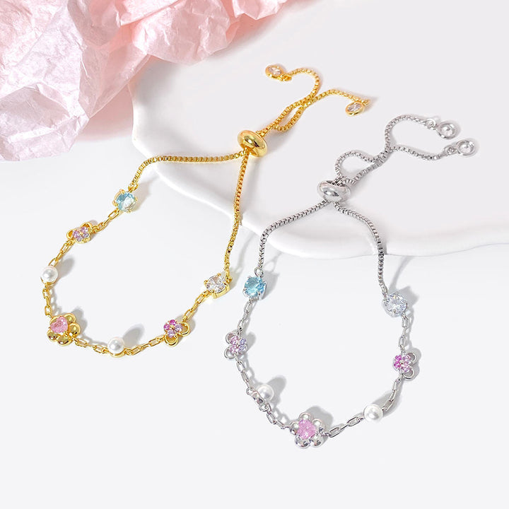 Gemstone Opal Pearl Link Bracelet