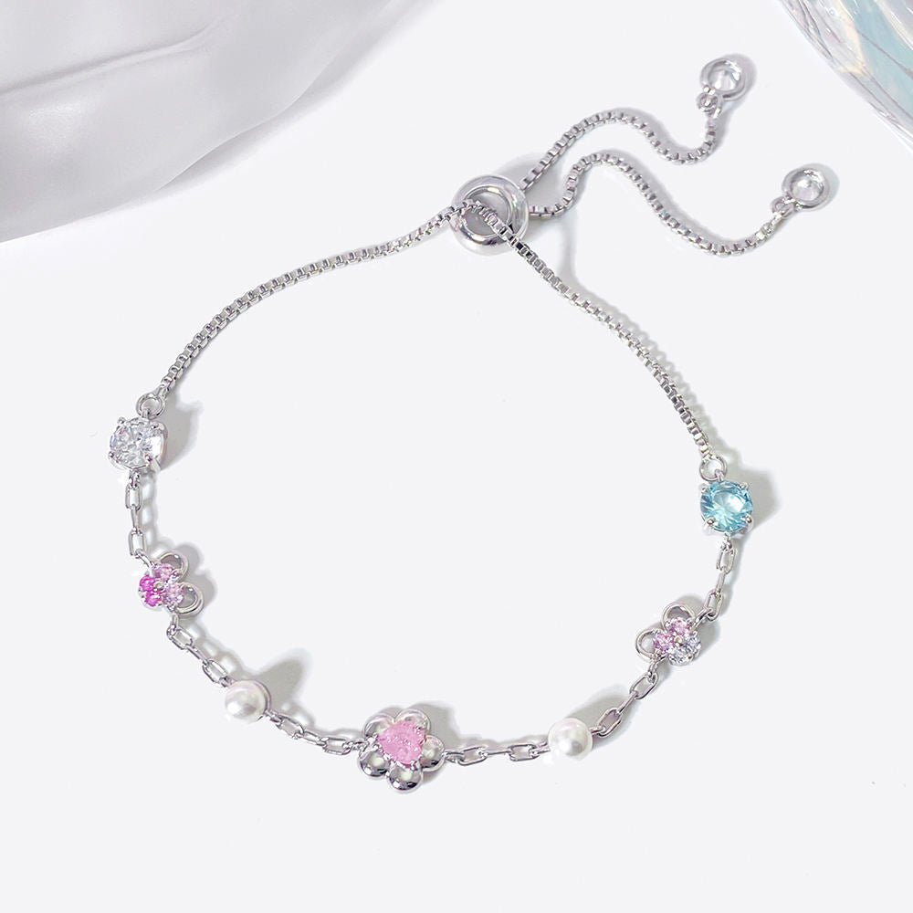 Gemstone Opal Pearl Link Bracelet