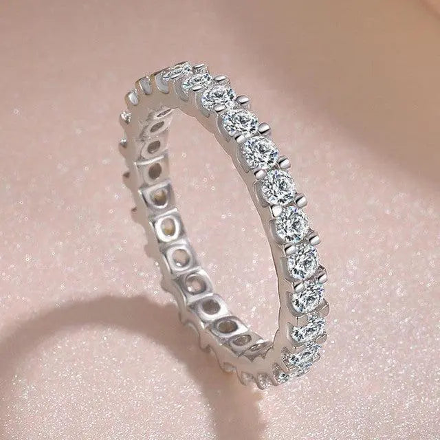 Platinum Band with Cubic Zirconia Accents