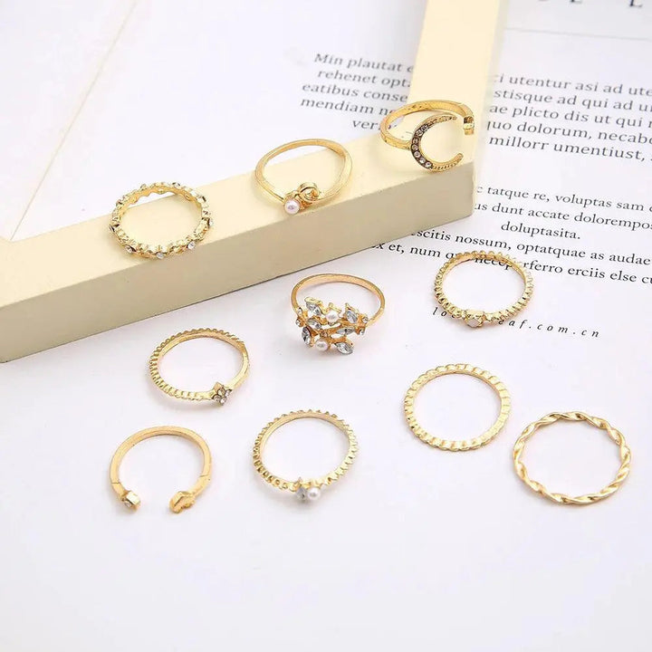 10-Pack Vintage Silver and Gold-Finished Rings