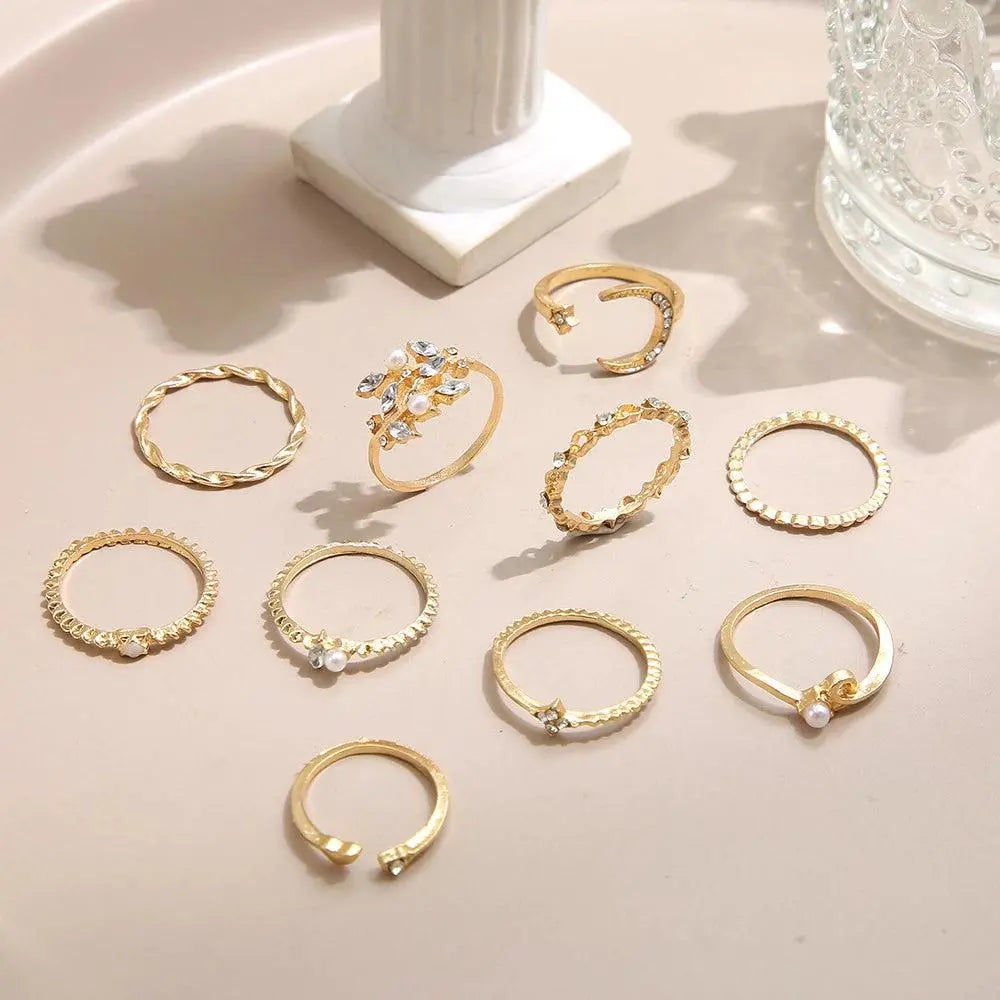 10-Pack Vintage Silver and Gold-Finished Rings