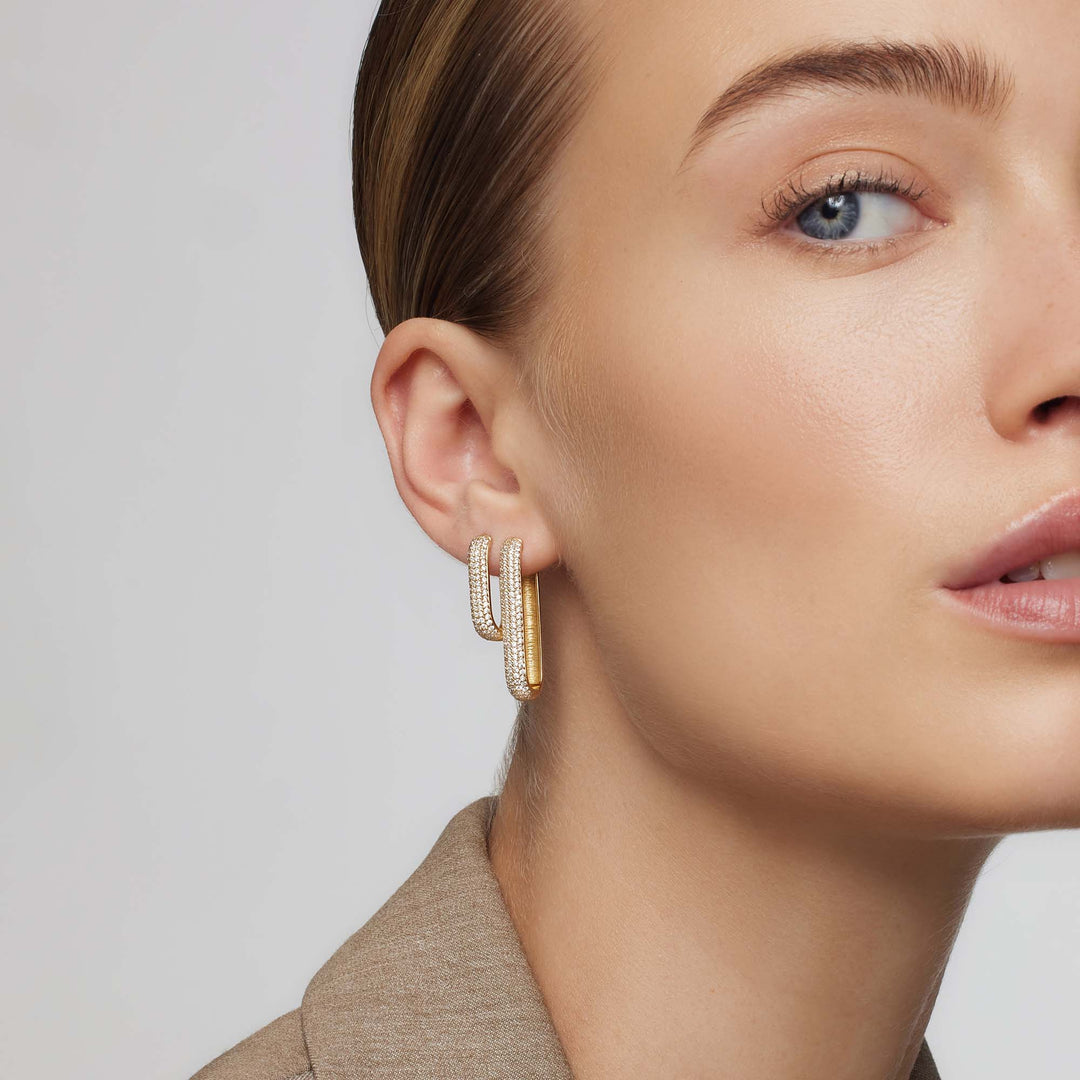 Radiant Stone Hoops | Gold