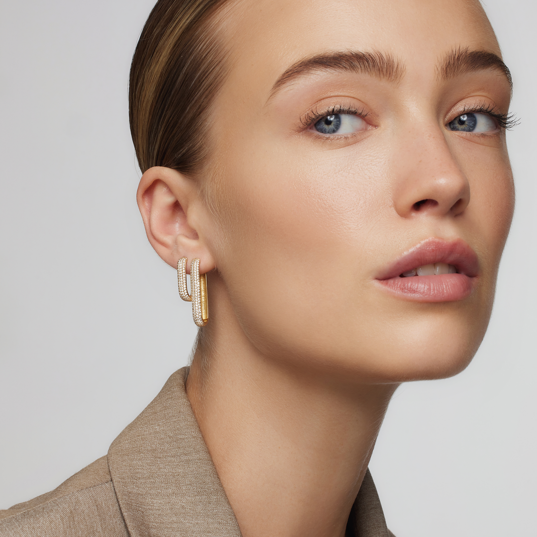 Radiant Stone Hoops | Gold