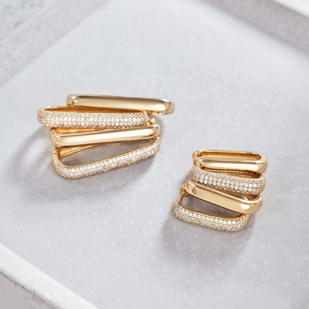Radiant Stone Hoops | Gold