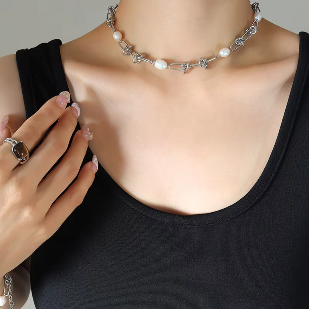 Oceanic Gem Paperclip Necklace