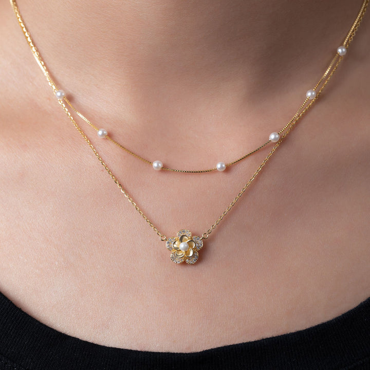 Twice the Elegance Pearl Blossom Necklace
