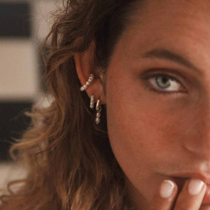 Classic Pearl Bangle Earrings