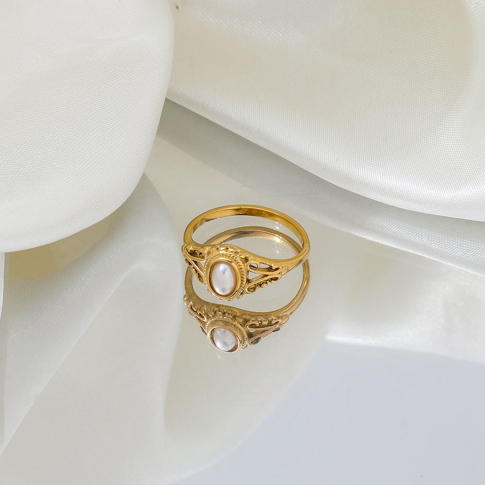 Silver Accented Opal Retro Ring