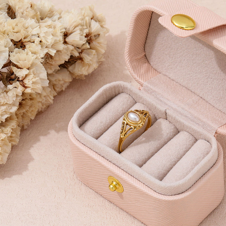 Silver Accented Opal Retro Ring