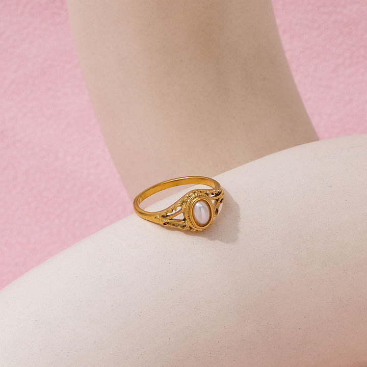 Silver Accented Opal Retro Ring