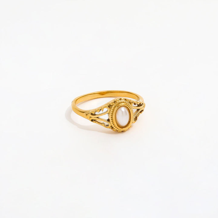 Silver Accented Opal Retro Ring