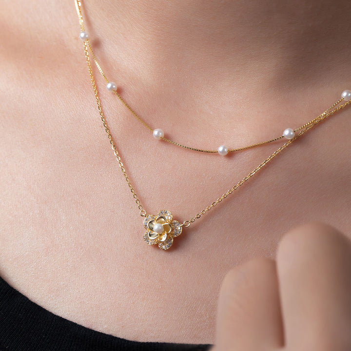 Twice the Elegance Pearl Blossom Necklace