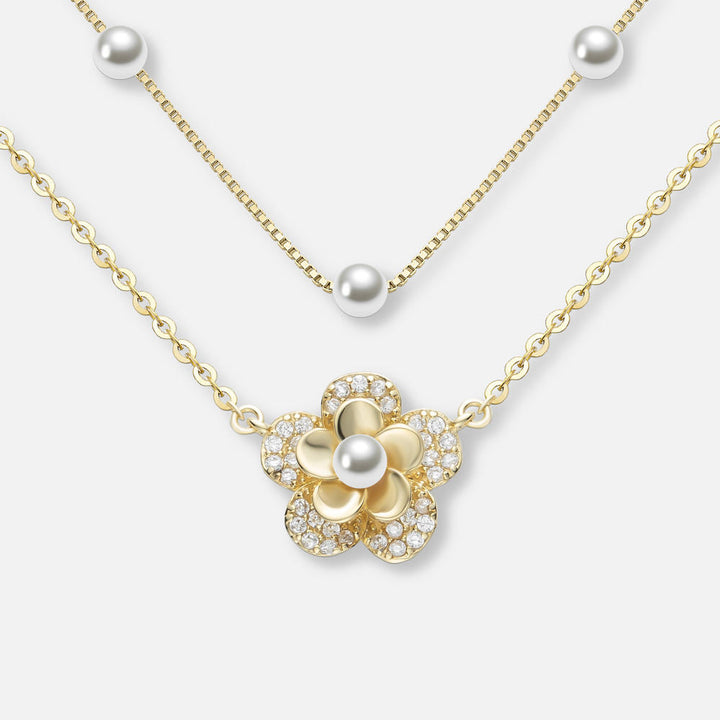 Twice the Elegance Pearl Blossom Necklace