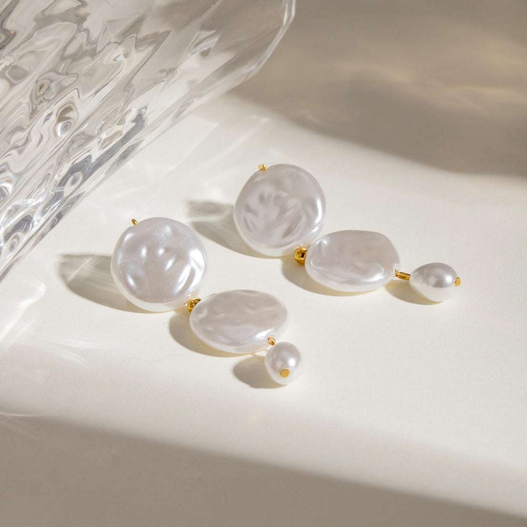 Modern Triangular Pearl Drop Earrings