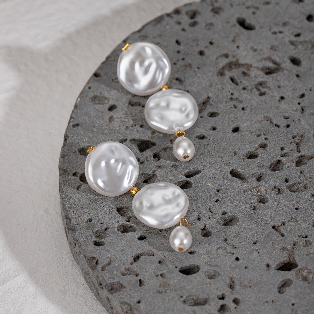 Modern Triangular Pearl Drop Earrings