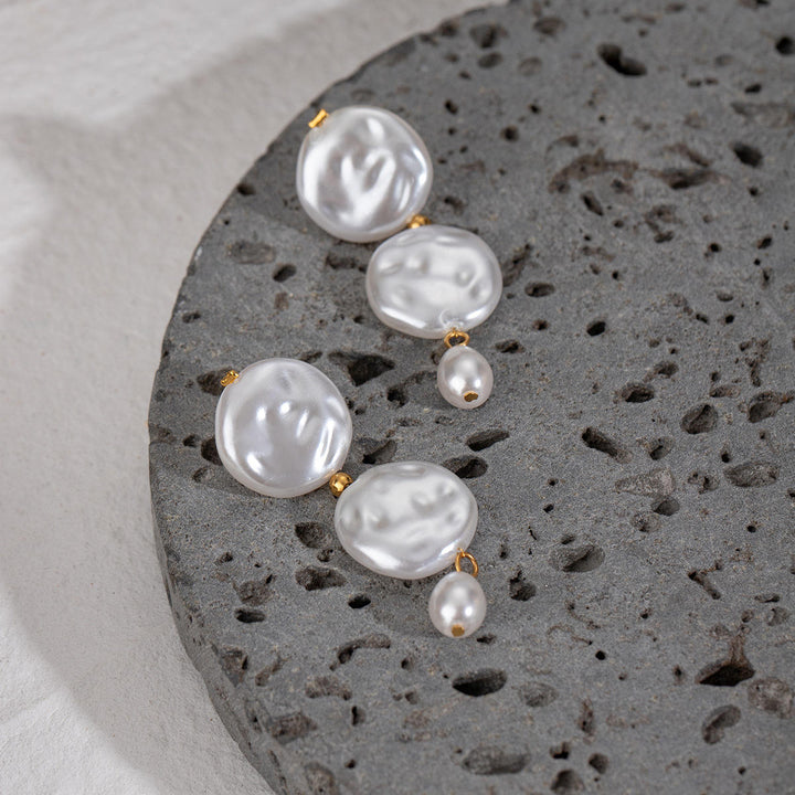 Modern Triangular Pearl Drop Earrings
