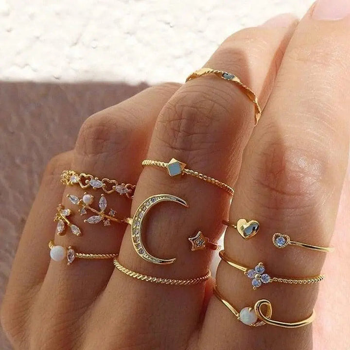 10-Pack Vintage Silver and Gold-Finished Rings