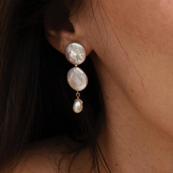 Modern Triangular Pearl Drop Earrings