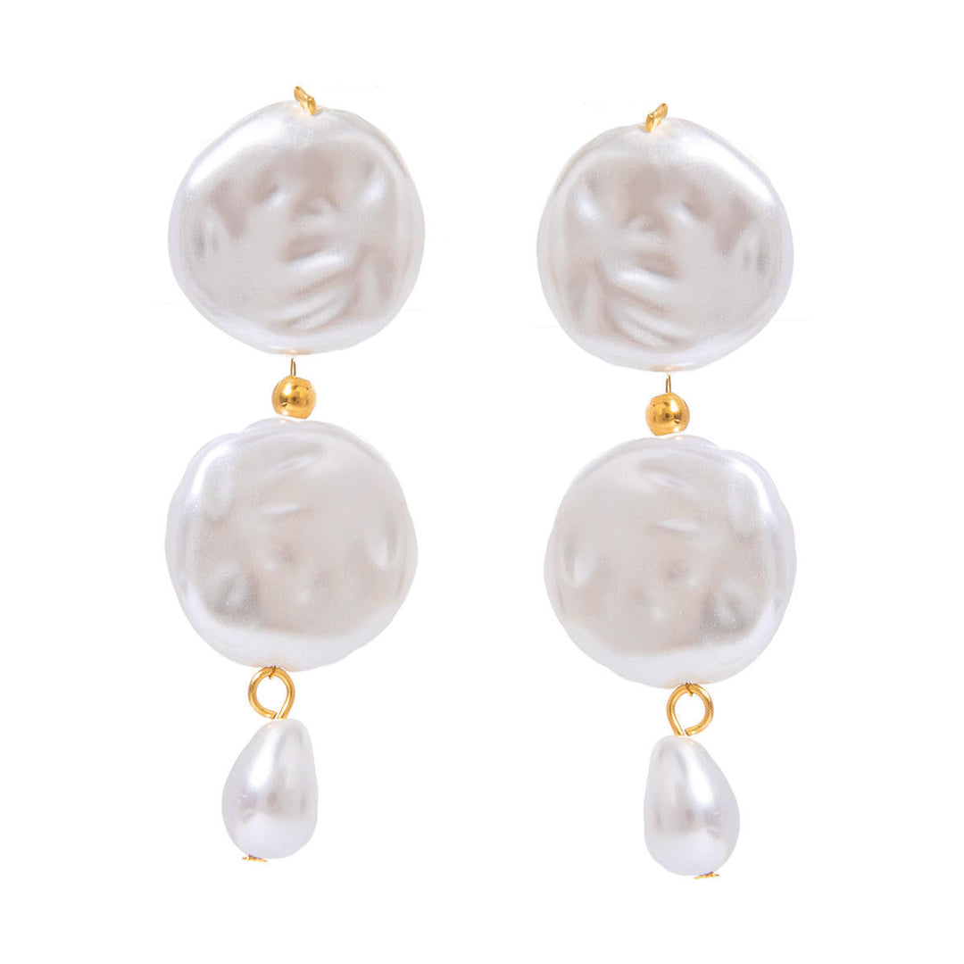Modern Triangular Pearl Drop Earrings