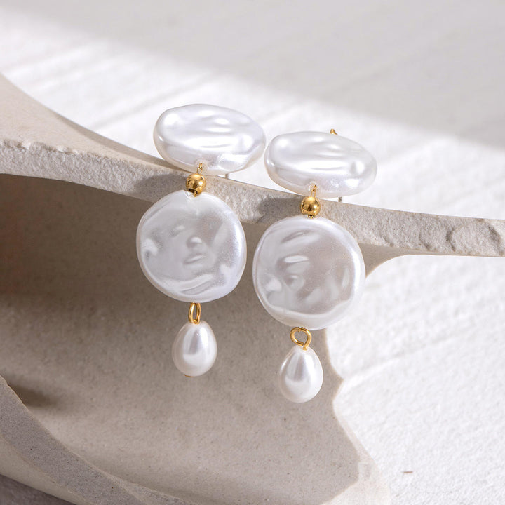 Modern Triangular Pearl Drop Earrings