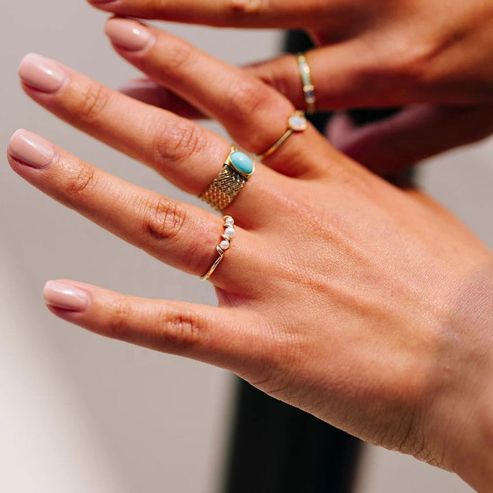 Layered Luminous Pearl Ring