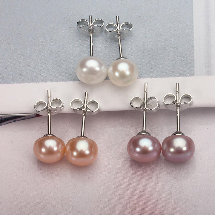 Classic White Pearl Stud Earrings