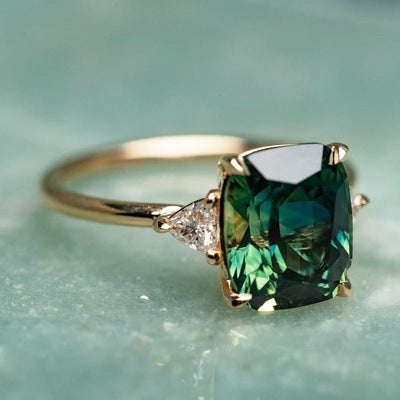 Retro-Style Blue Stone Ring | Rose Gold