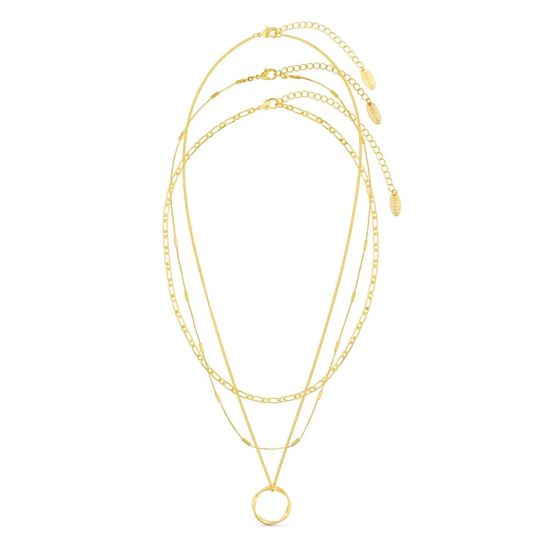 Radiant Orb Triple Strand Necklace | Gold