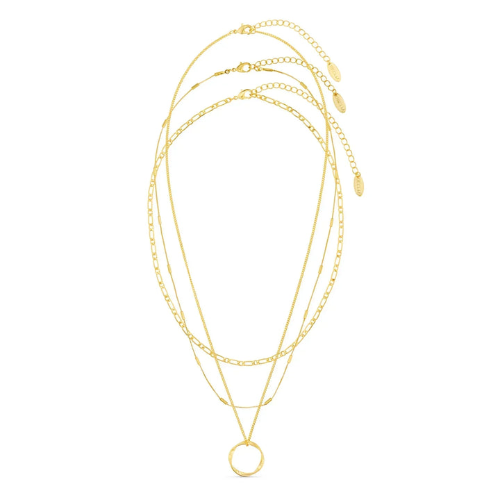 Radiant Orb Triple Strand Necklace | Gold
