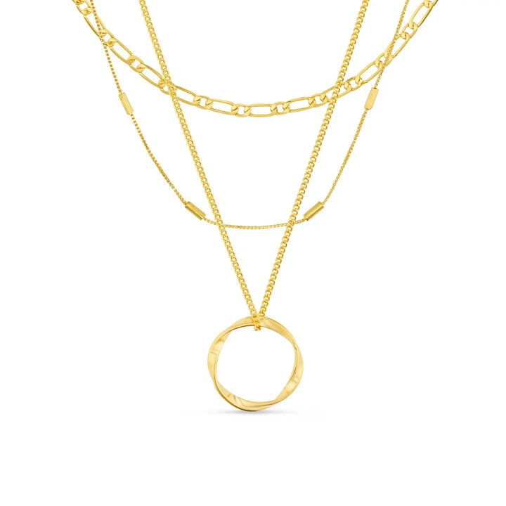 Radiant Orb Triple Strand Necklace | Gold
