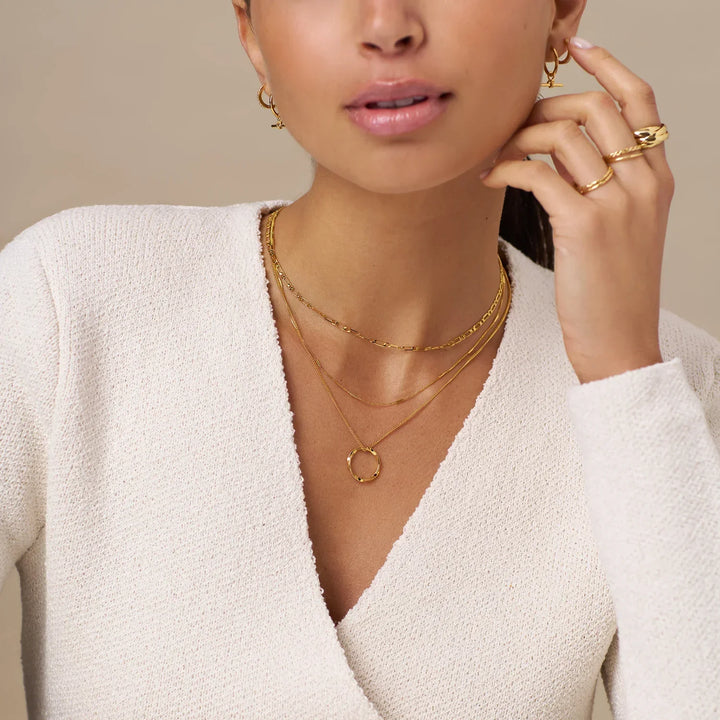 Radiant Orb Triple Strand Necklace | Gold