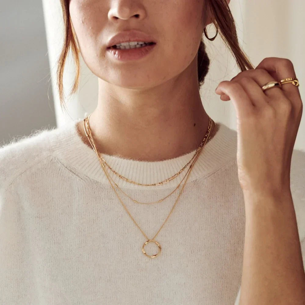 Radiant Orb Triple Strand Necklace | Gold